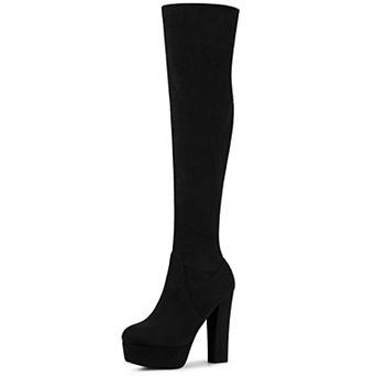 Platform Chunky Heel Over the Knee Thigh High Boots for Women