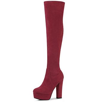 Platform Chunky Heel Over the Knee Thigh High Boots for Women