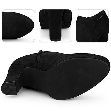 Round Toe Platform Block Heel Ankle Booties for Women