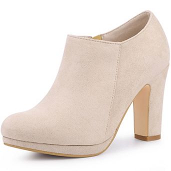 Round Toe Platform Block Heel Ankle Booties for Women