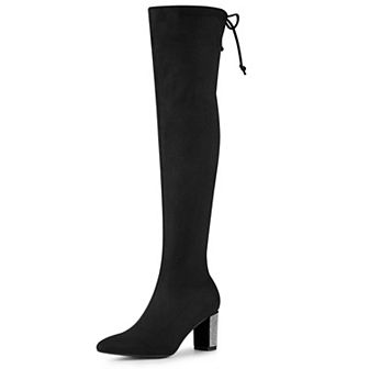Women's Chunky Heels Bling Rhinestone Over the Knee High Boots