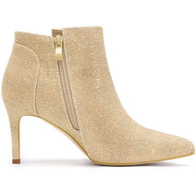 Women's Glitter Pointed Toe Zipper Stiletto Heel Ankle Boots