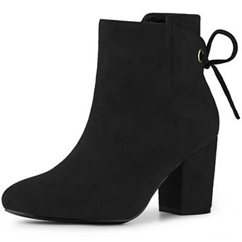 Round Toe Lace Up Chunky High Heels Ankle Boots for Women