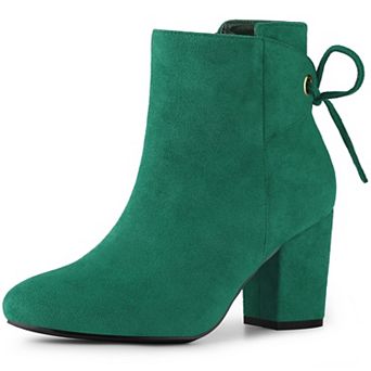 Round Toe Lace Up Chunky High Heels Ankle Boots for Women