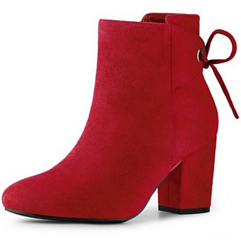 Round Toe Lace Up Chunky High Heels Ankle Boots for Women