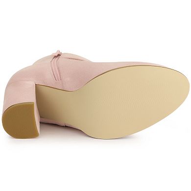 Women's Buckle Side Zip Chunky Heels Ankle Boots