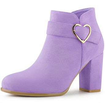 Women's Buckle Side Zip Chunky Heels Ankle Boots