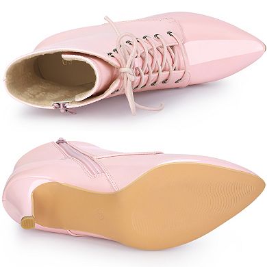 Women's Lace Up Boots Pointed Toe Stiletto Heel Ankle Boots