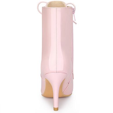 Women's Lace Up Boots Pointed Toe Stiletto Heel Ankle Boots