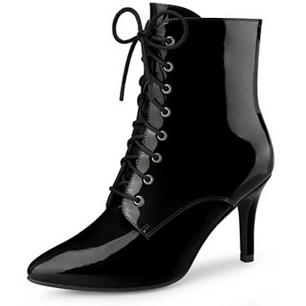 Women's Lace Up Boots Pointed Toe Stiletto Heel Ankle Boots