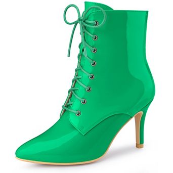 Women's Lace Up Boots Pointed Toe Stiletto Heel Ankle Boots