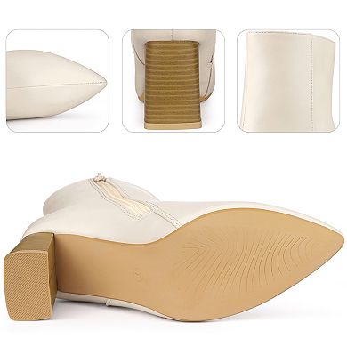 Pointed Toe Boots Block High Heels Ankle Booties for Women