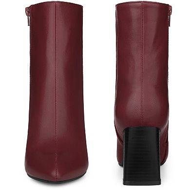 Pointed Toe Boots Block High Heels Ankle Booties for Women