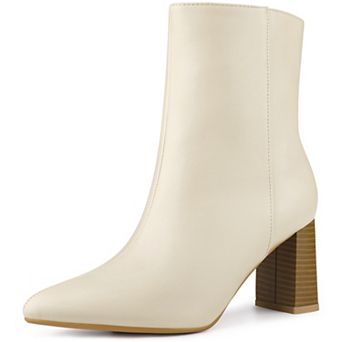 Pointed Toe Boots Block High Heels Ankle Booties for Women