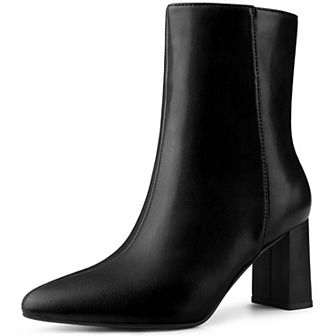 Pointed Toe Boots Block High Heels Ankle Booties for Women