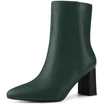 Pointed Toe Boots Block High Heels Ankle Booties for Women