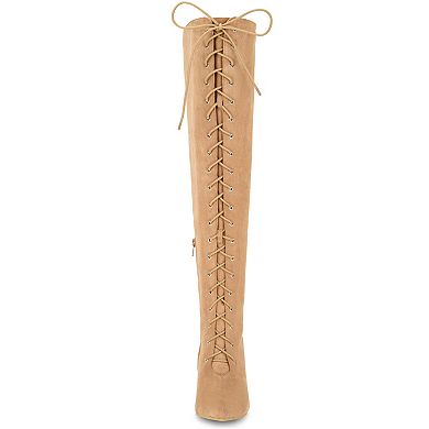 Women's Thigh High Boots Lace Up Stiletto Heel Over Knee High Boots