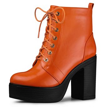 Platform Lace Up Chunky Heel Western Combat Boots for Women