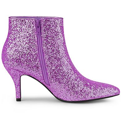 Women's Glitter Pointed Toe Stiletto Heel Ankle Boots