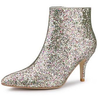 Women's Glitter Pointed Toe Stiletto Heel Ankle Boots