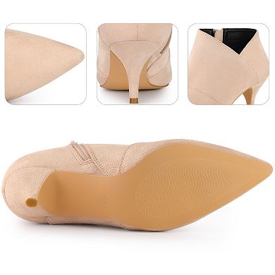 Pointed Toe Cutout Kitten Heel Ankle Booties for Women