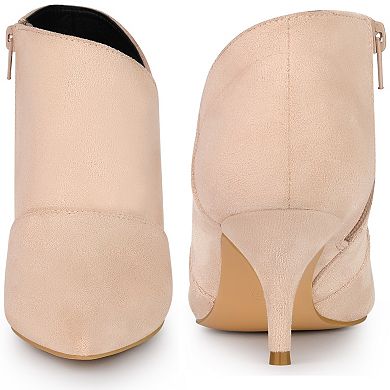 Pointed Toe Cutout Kitten Heel Ankle Booties for Women