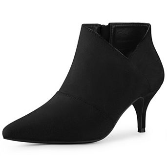 Pointed Toe Cutout Kitten Heel Ankle Booties for Women