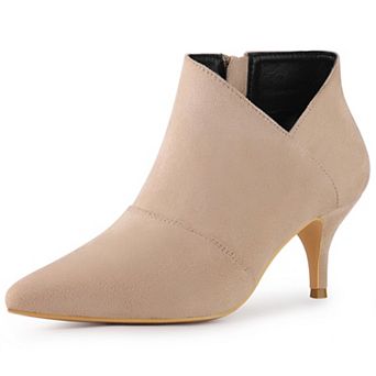Pointed Toe Cutout Kitten Heel Ankle Booties for Women