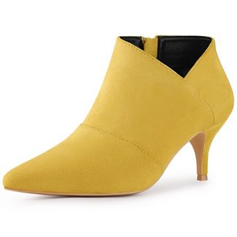 Pointed Toe Cutout Kitten Heel Ankle Booties for Women