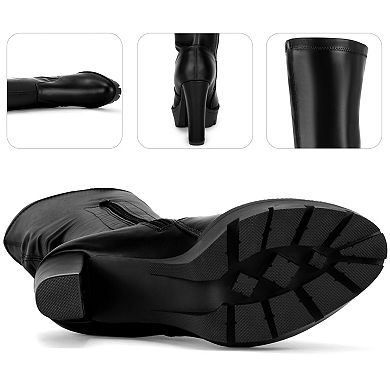 Thigh High Boot Chunky Heels Over the Knee High Platform Boots for Women