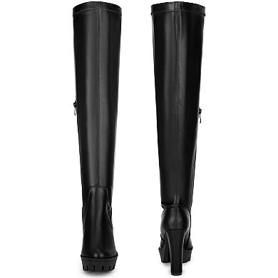 Thigh High Boot Chunky Heels Over the Knee High Platform Boots for Women