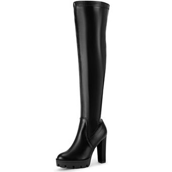 Thigh High Boot Chunky Heels Over the Knee High Platform Boots for Women