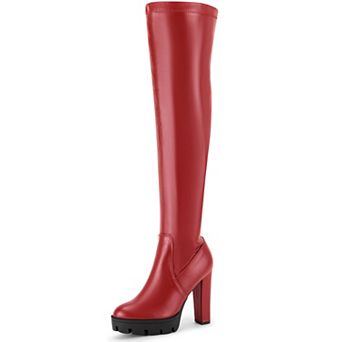 Thigh High Boot Chunky Heels Over the Knee High Platform Boots for Women