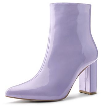 Pointed Toe Side Zip Chunky Heel Ankle Boots for Women