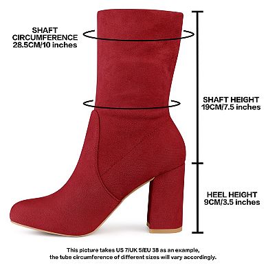 Stretch Foldable Sock Boot Round Toe Block Heel Ankle Boots for Women