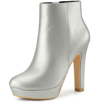 Platform Booties Round Toe Chunky High Heels Ankle Boots for Women