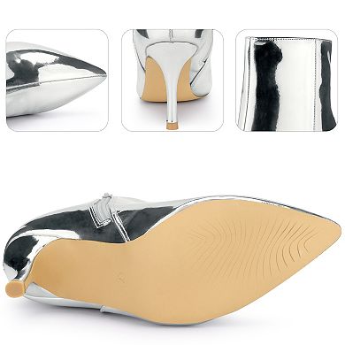 Patent Boot Pointy Toe Zipper Stiletto Heels Ankle Boots for Women