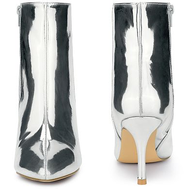 Patent Boot Pointy Toe Zipper Stiletto Heels Ankle Boots for Women