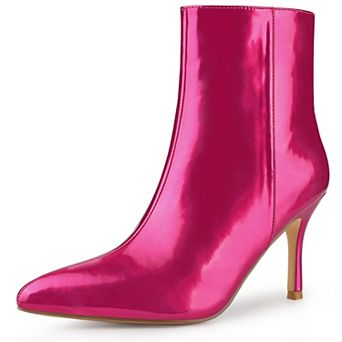 Patent Boot Pointy Toe Zipper Stiletto Heels Ankle Boots for Women