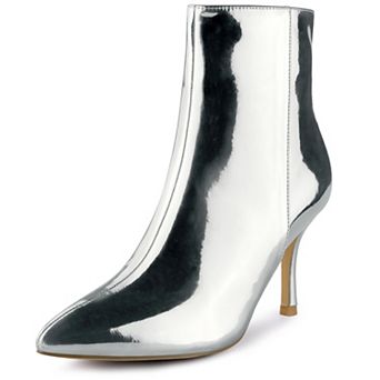 Patent Boot Pointy Toe Zipper Stiletto Heels Ankle Boots for Women