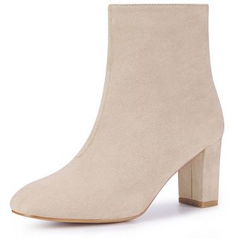 Square Toe Ankle Boot Chunky Heels Boots for Women