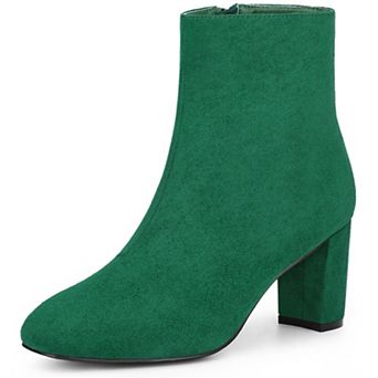 Square Toe Ankle Boot Chunky Heels Boots for Women