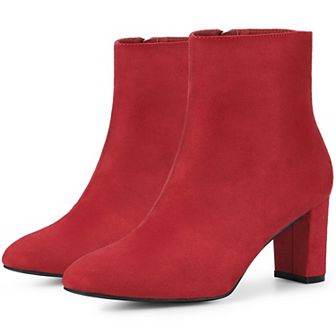 Square Toe Ankle Boot Chunky Heels Boots for Women
