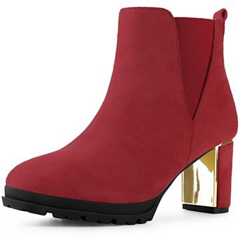 Platform Chelsea Boot Round Toe Chunky Heels Ankle Boots for Women