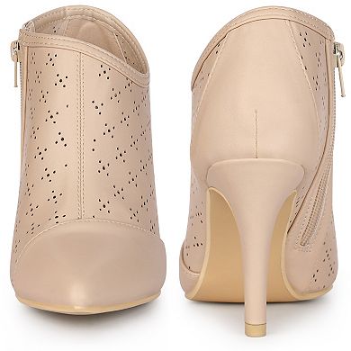 Cut out Perforated Boots Pointed Toe Stiletto Heels Costumes Ankle Booties for Women