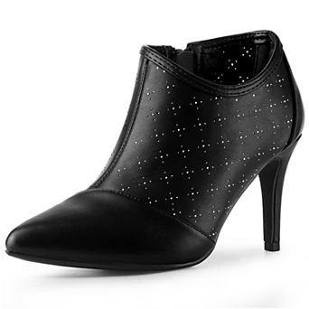 Cut out Perforated Boots Pointed Toe Stiletto Heels Costumes Ankle Booties for Women