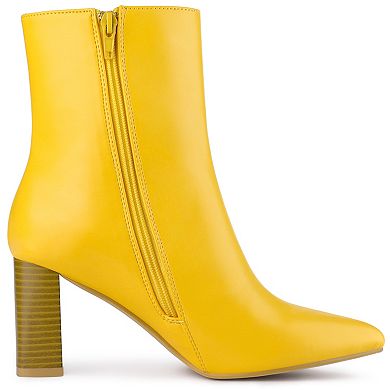 Women's Chunky Heels Pointed Toe Ankle Boots