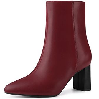 Women's Chunky Heels Pointed Toe Ankle Boots