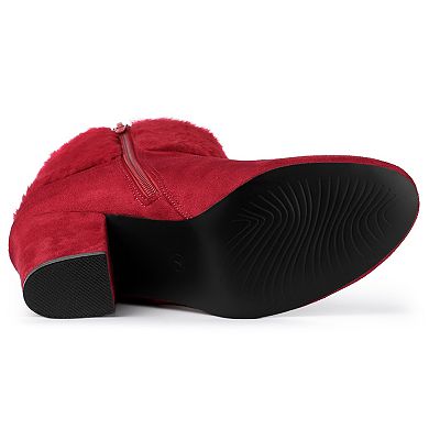 Women's Faux Fur Block Heel Snow Ankle Boots