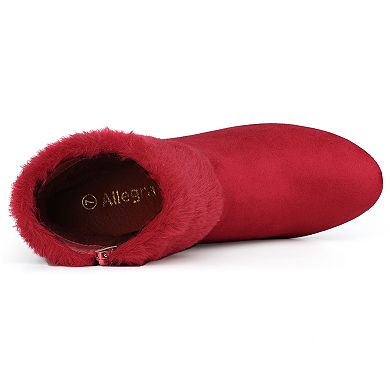 Women's Faux Fur Block Heel Snow Ankle Boots